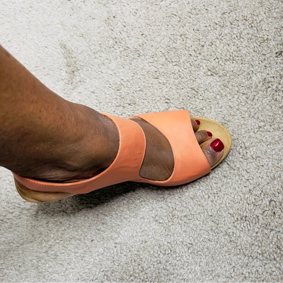 Unlisted Peach Platform Wedge Faux Leather Sandal With Velcro Ankle Closure - Picture 6 of 9